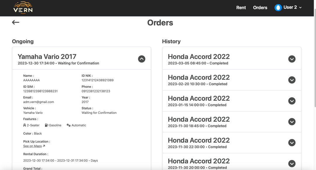 VERN - Vehicle Rental